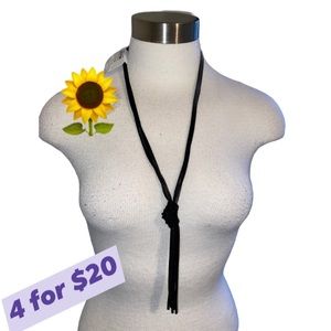 🌻🌻ICING JET BLACK SILVER KNOTTED LONG NECKLACE